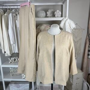 Alfred Dunner suit Plus sz. 18 jacket 14 pants short khaki, spring # 3957&58